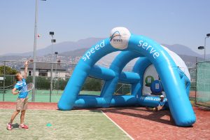 Checking out the speed serve at Kids Tennis Day