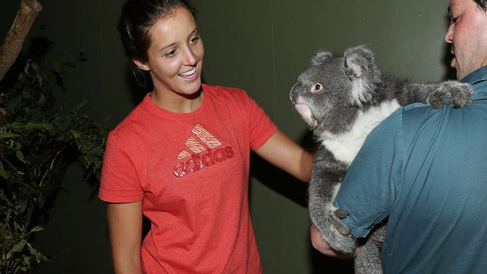 Laura Robson meets a Koala at Bonorong Wildlife Sanctuary