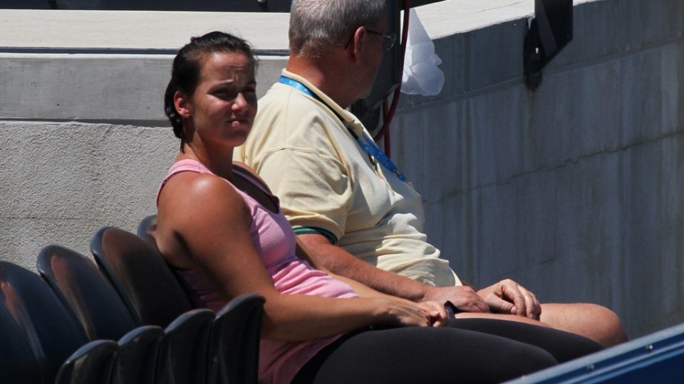 Jarmila Gajdosova watches a match in the stands