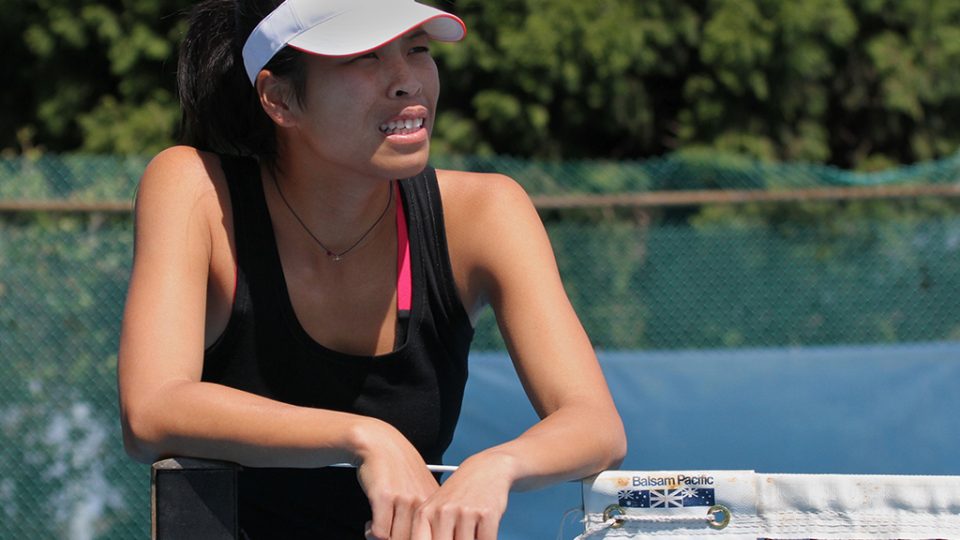 Su Wei Hsieh relaxing in practice