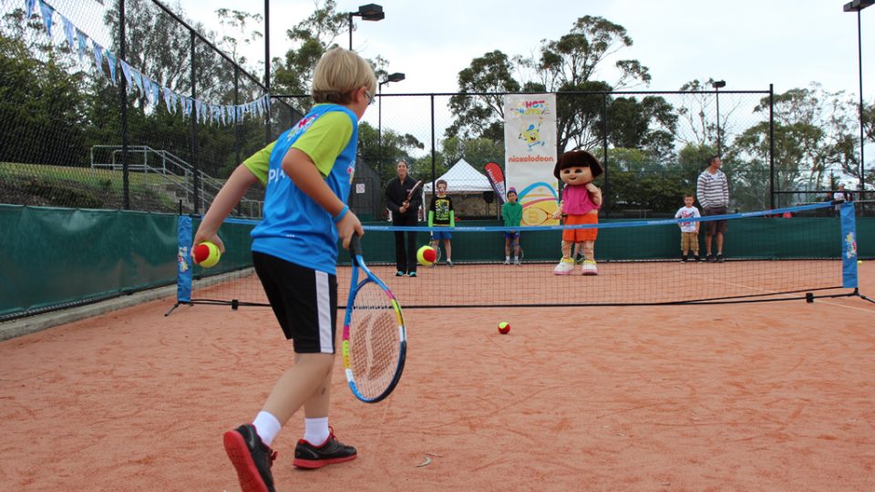 Hobart International Kids Tennis Day presented by Nickelodeon. Picture: Briony Craber