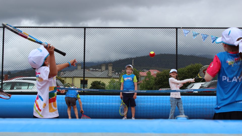 Hobart International Kids Tennis Day presented by Nickelodeon. Picture: Briony Craber