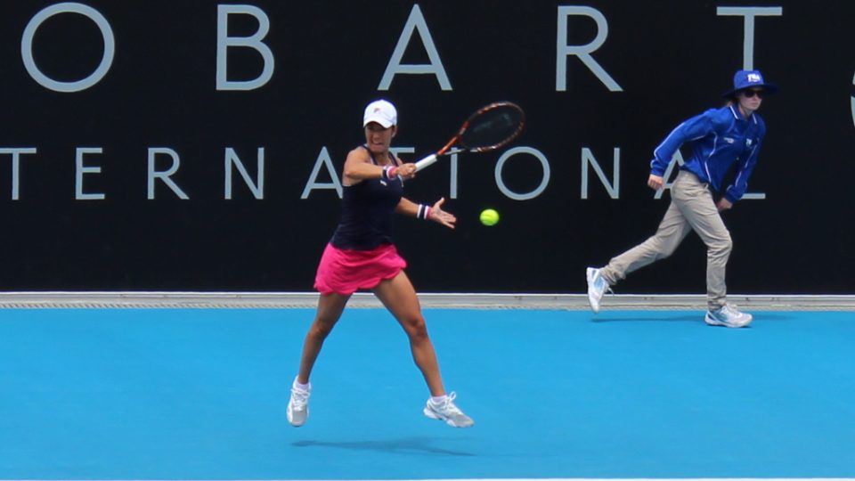 Silvia Soler-Espinosa lets rip against Mariana Duque-Marino. Picture: Michael Beattie