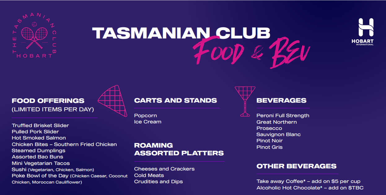 Tasmanian F&B Hobart International Tennis